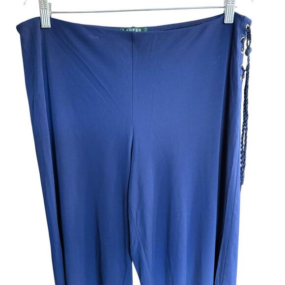 Lauren Ralph Lauren Pants Women's Wide Leg Blue Side Lace M Sailorchic Coastal - Picture 2 of 12